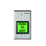 SECO-LARM SD-7202GC-PEQ LED Illuminated RTE Single-gang Wall Plate w Large Green Button, 12~24 VDC, stainless-steel