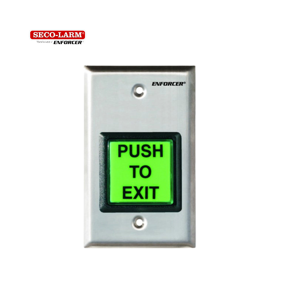 SECO-LARM SD-7202GC-PTQ Illuminated RTE Single-Gang Wall Plate, Stainless-Steel w Timer