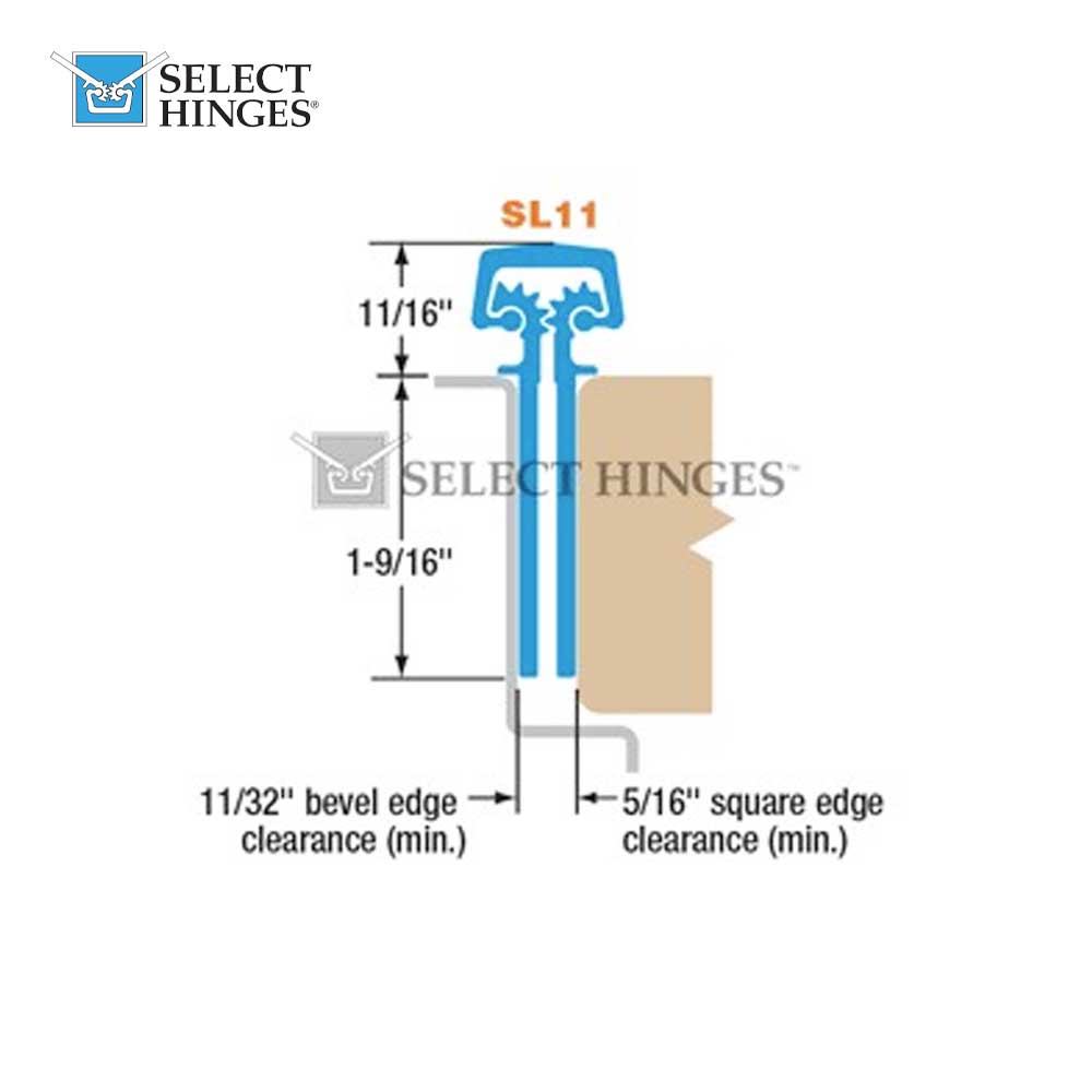 Select Hinges SL11 HD 85" Heavy Duty Black Concealed Hinge