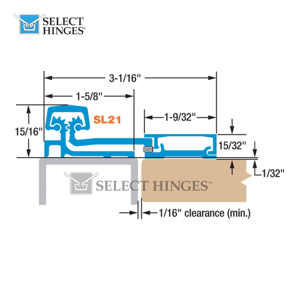 Select Hinges SL21 HD Full Surface Geared Continuous Hinge Heavy Duty