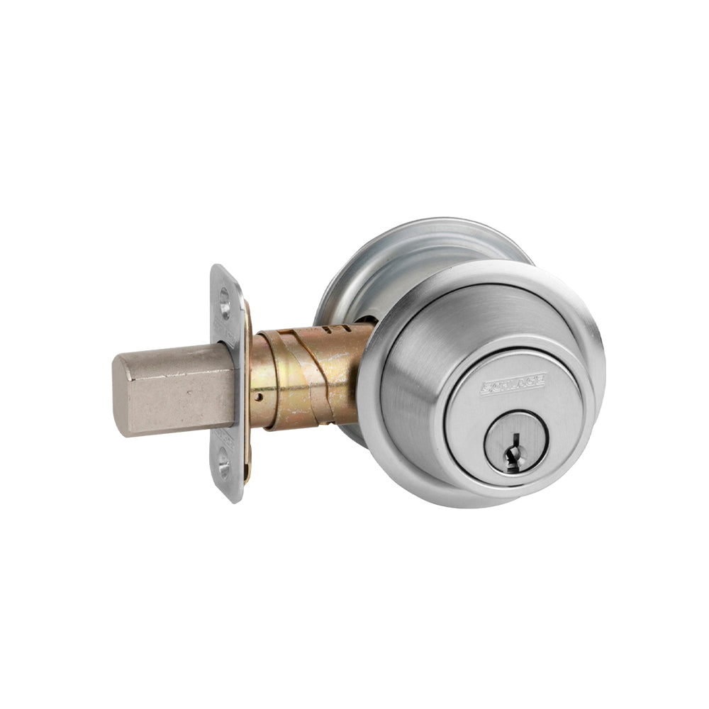 Schlage B560P Single Cylinder Deadbolt C123 Keyway - Grade 2 ANSI E0152 - Satin Chrome