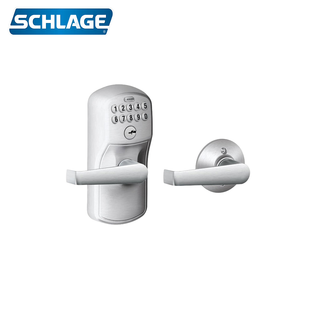 Schlage - FE575 Keypad Lever with Plymouth Trim and Elan Lever with Auto Lock - Grade 2 ANSI - Satin chrome