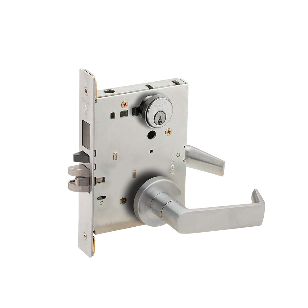 Schlage L9480P-06A Storeroom with Deadbolt Commercial Mortise Lock - L Series  with 06 Cast Lever Design - Satin Chrome