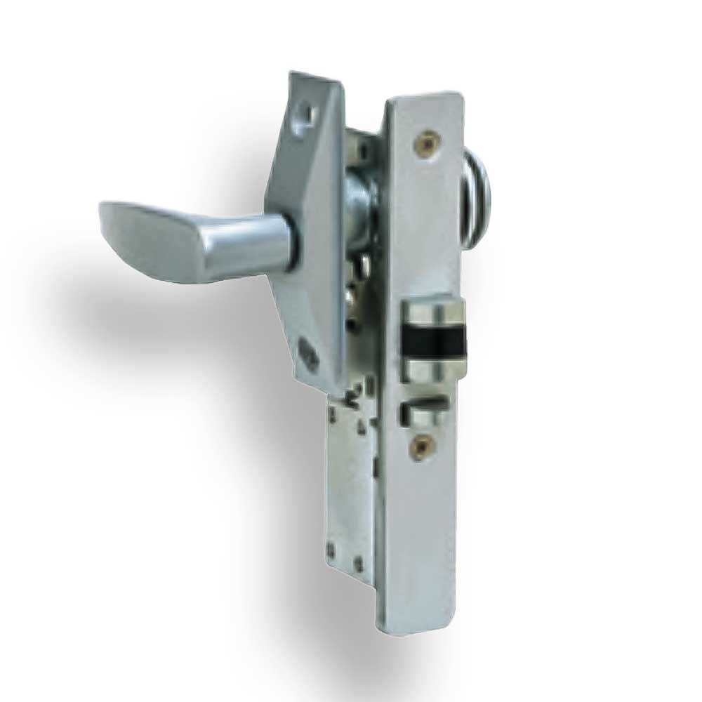 TELL AD100221 Narrow Style Deadlatch Lockset 1 1/8" Backset Aluminum and Duronodic Finishes - Less Cylinder