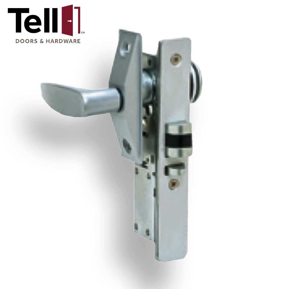 TELL AD100221 Narrow Style Deadlatch Lockset 1 1/8" Backset Aluminum and Duronodic Finishes - Less Cylinder