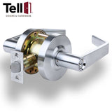 TELL LC2681 Cortland Lever (CLT) Freewheeling Clutch Standard Duty Cylindrical Leverset Brushed Chrome (US26D)- 2-3/4" Backset Grade 2 Entry