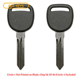 2005 - 2017 GM Transponder key - ID46 - Chip (Circle+) - Z Keyway - B111-PT (2 Pack)