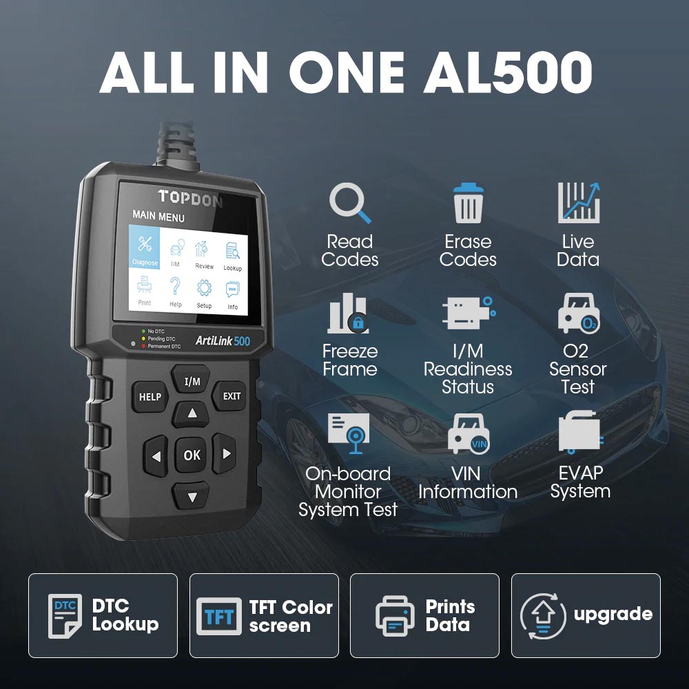 TOPDON ARTILINK 500 - OBD2 Diagnostic Tool with Advanced Features