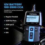 TOPDON BT 100 - Hand-held Battery, Cranking and Charging System Tester for 12V Batteries