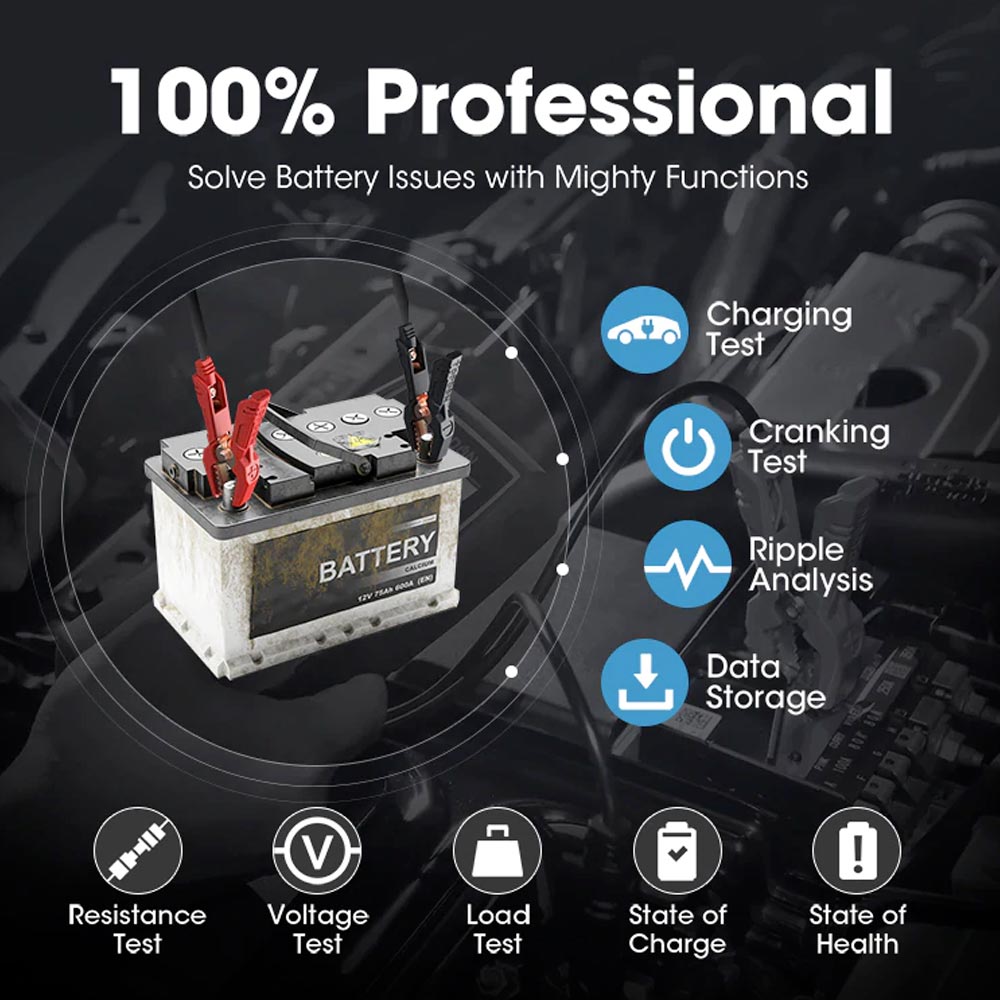 TOPDON BT 200 - Professional-level Battery Starting and Charging System Tester for 12V & 24V Batteries