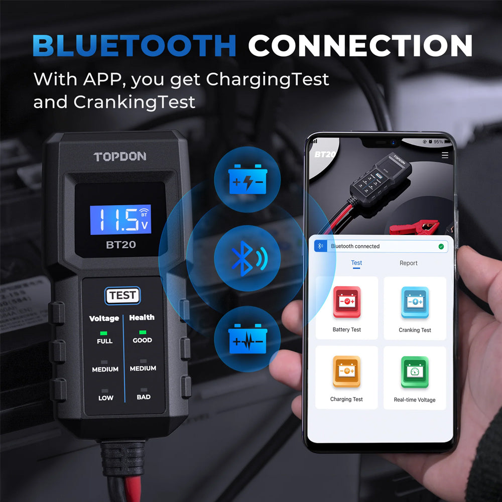 TOPDON BT 20 - Entry Level Wireless Tester For 12V Battery.