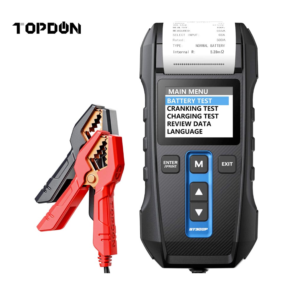 TOPDON BT 300P - 12V Lead-acid Vehicle Battery Tester with a Built-inPrinter