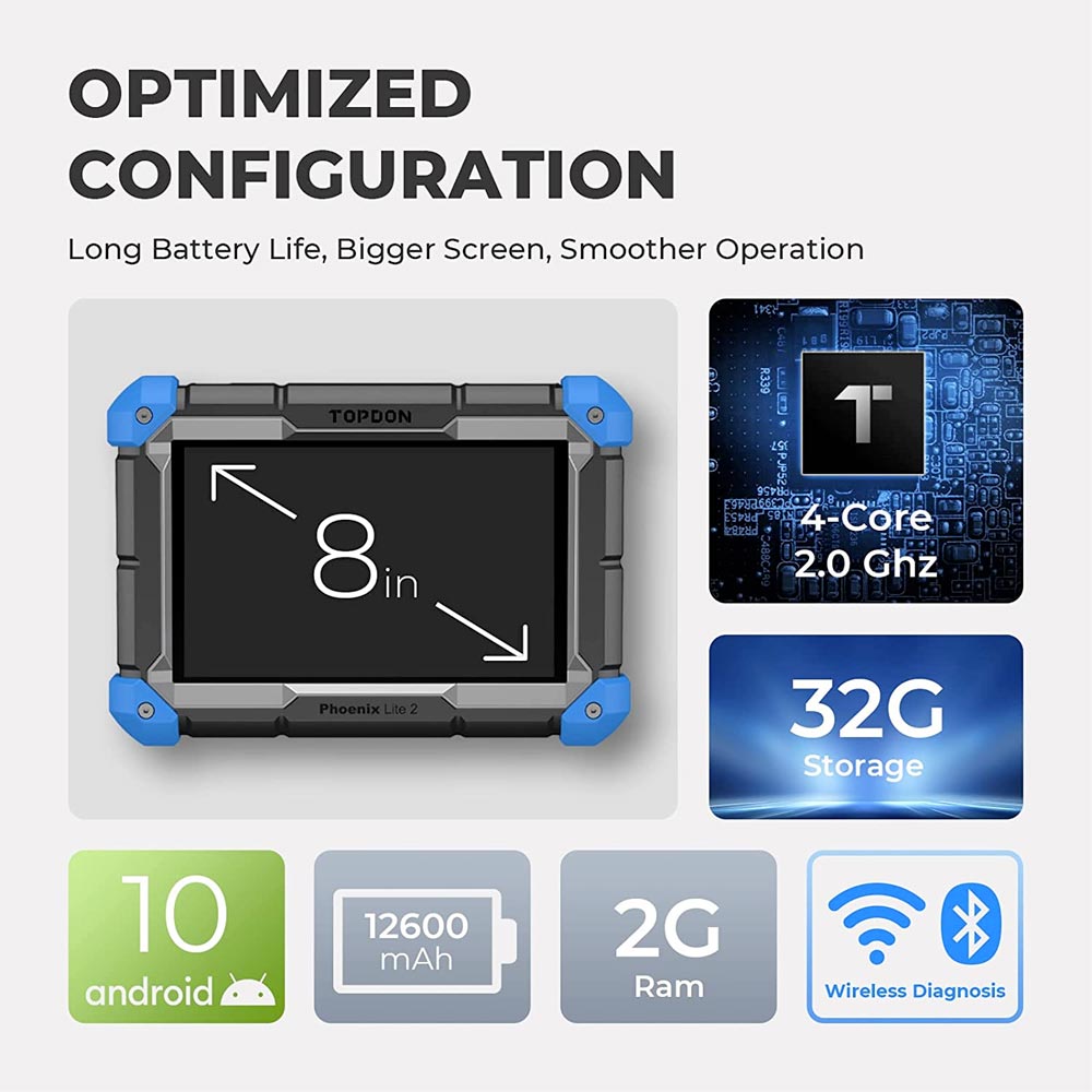 TOPDON Phoenix Lite 2 Wireless, Bi-Directional Control, ECU Coding, Full Systems Automotive Diagnostic Scan Tool