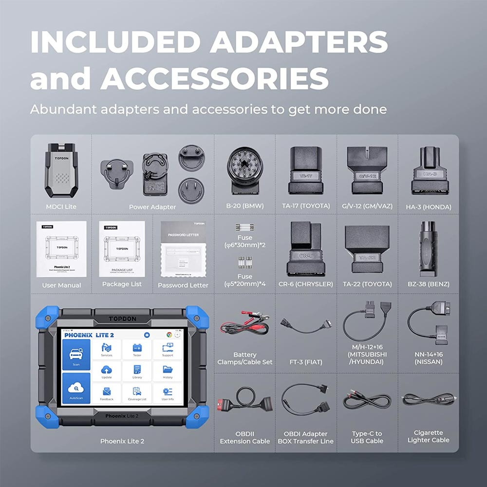 TOPDON Phoenix Lite 2 Wireless, Bi-Directional Control, ECU Coding, Full Systems Automotive Diagnostic Scan Tool