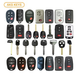 AKS KEYS Aftermarket Starter Pack with 30 Toyota Remotes, Shells, Key Blanks, Blades and Transponder Keys