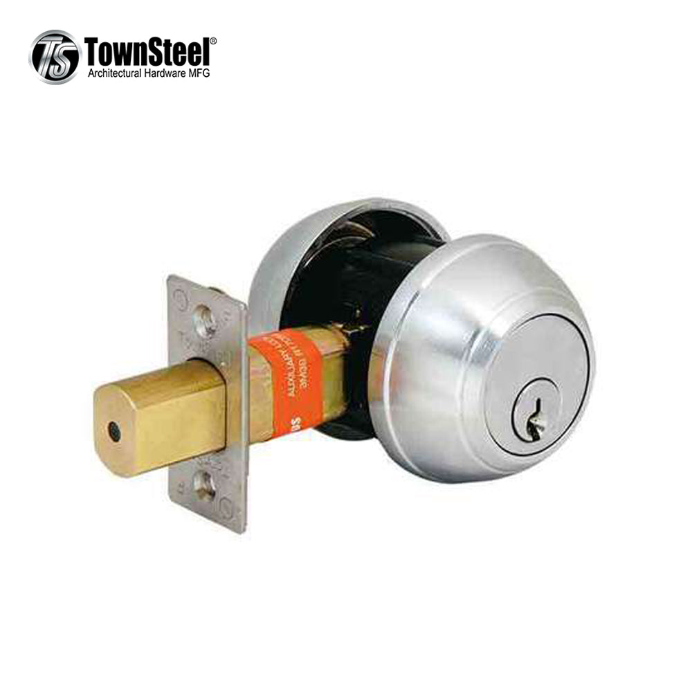 TownSteel - DBD-61 - Commercial Deadbolt - Single Cylinder - 2-3/4  Backset - Satin Chrome - Grade 1