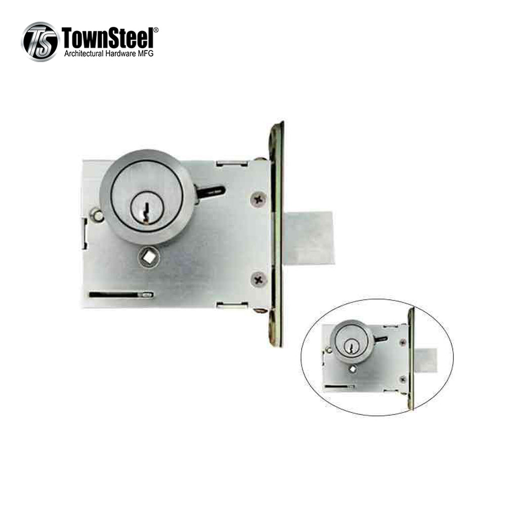 TownSteel - DBM16 - Commercial Mortise Deadbolt - Double Cylinder - 2-3/4  Backset - Satin Chrome - Grade 1