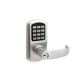 TownSteel - e-Elite 2000 Series - Electronic Push Button Lever Set - 2-3/8  Backset - Rigid Lever Set - Satin Chrome - Key Override - Grade 1Backset - Satin Chrome - Entrance / Office - Grade 1