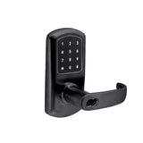 TownSteel - e-Elite 4000 Series - Electronic Push Button Lever Set - RFID - IC Core (SFIC) - 2-3/4â€³ Backset - Rigid Lever Set - Flat Black - Key Override - Grade 1 - EE41T-SRH-622-SFIC