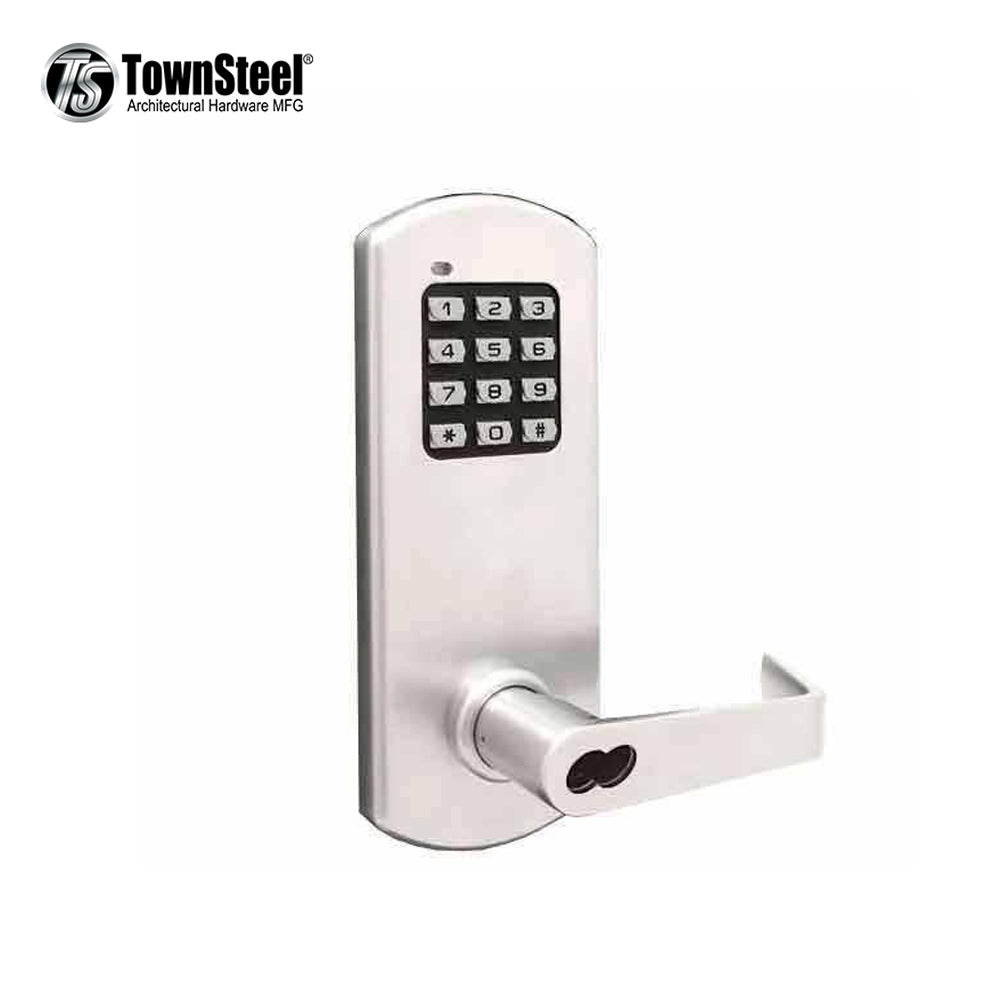 TownSteel - XCE2010S - Electronic Push Button Lever Set - IC Core ( SFIC ) - Rigid Lever Set - Satin Chrome - Grade 1