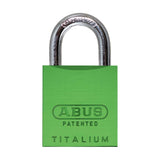 ABUS - 83AL/45 - Rekeyable Weatherproof Corrosion Resistant Green Aluminum Padlock with Optional Shackle Length and Optional Keying - 1-27/32 Inch Width