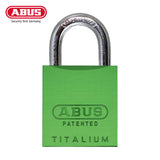 ABUS - 83AL/45 - Rekeyable Weatherproof Corrosion Resistant Green Aluminum Padlock with Optional Shackle Length and Optional Keying - 1-27/32 Inch Width