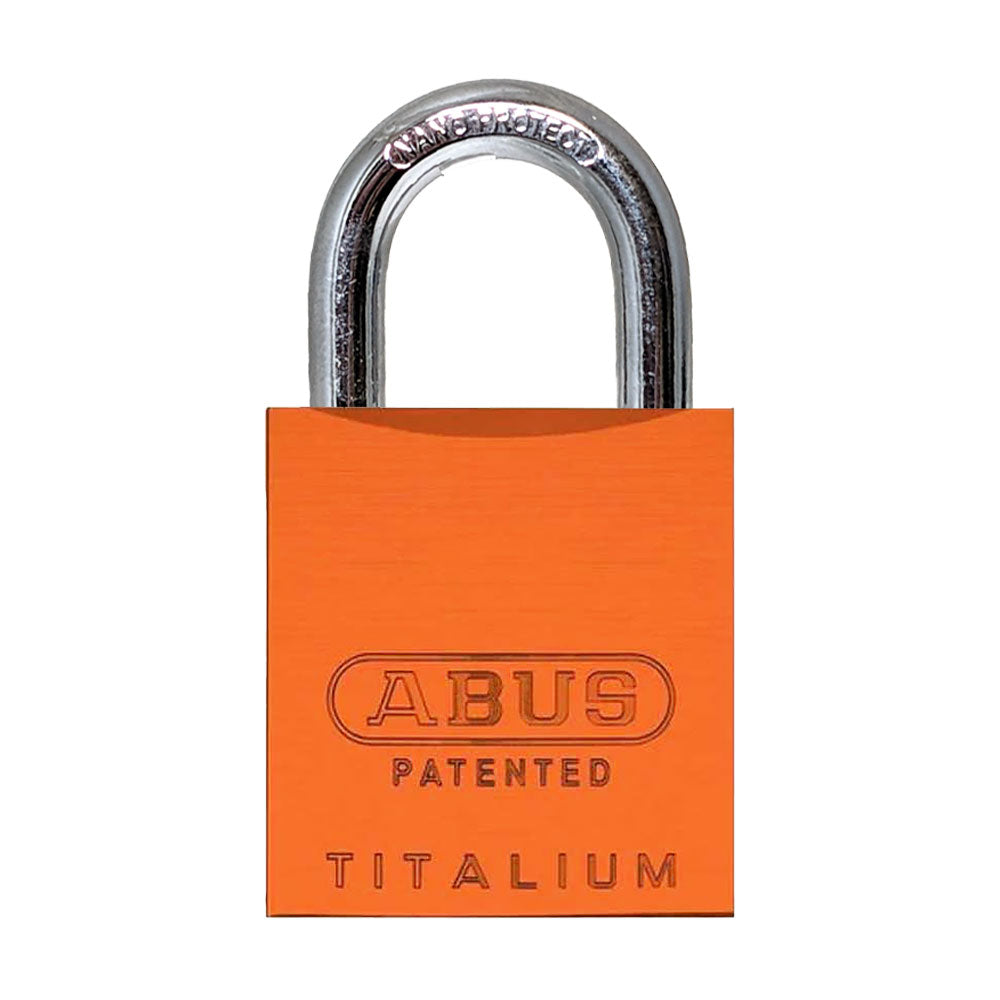 ABUS - 83AL/45 - Rekeyable Weatherproof Corrosion Resistant Orange Aluminum Padlock with Optional Shackle Length and Optional Keying - 1-27/32 Inch Width