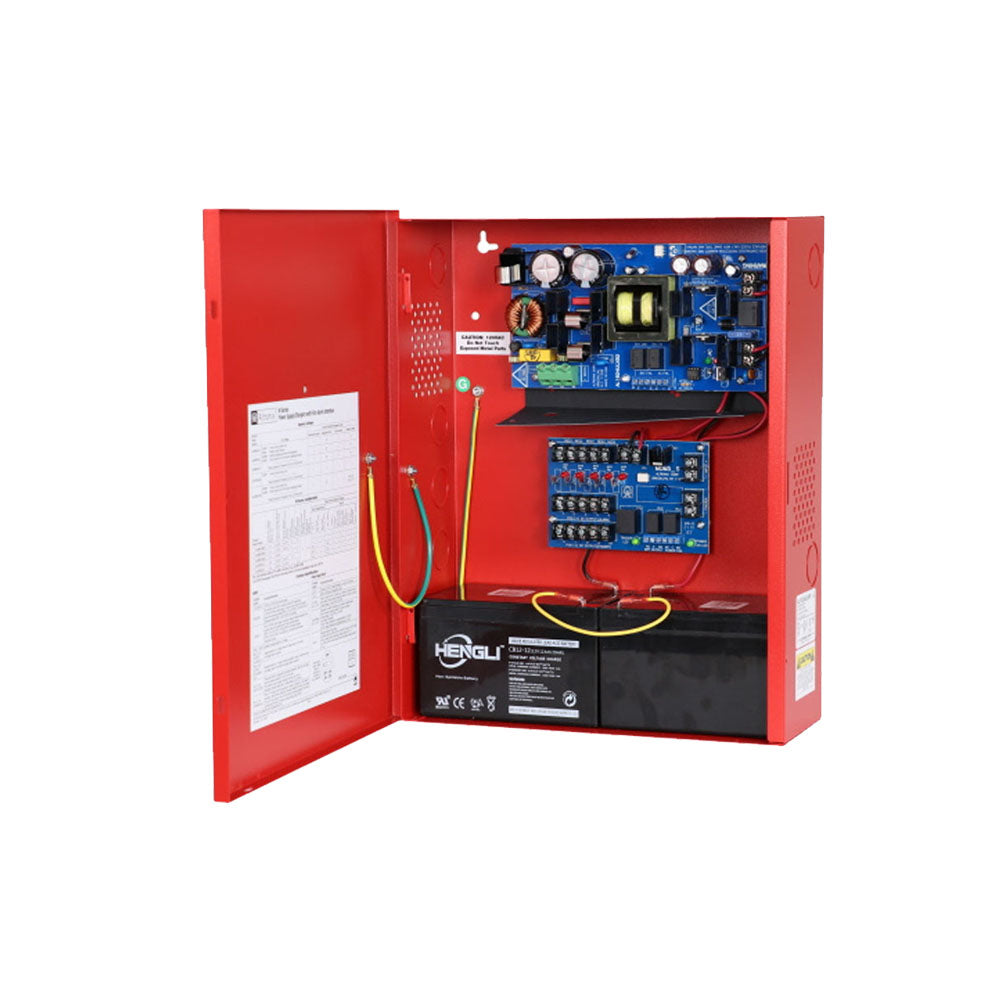 Altronix - AL1024ULMR - Power Supply with Fire Alarm Disconnect - 115VAC 60Hz at 4.2A Input and 5 PTC Outputs - Red Enclosure