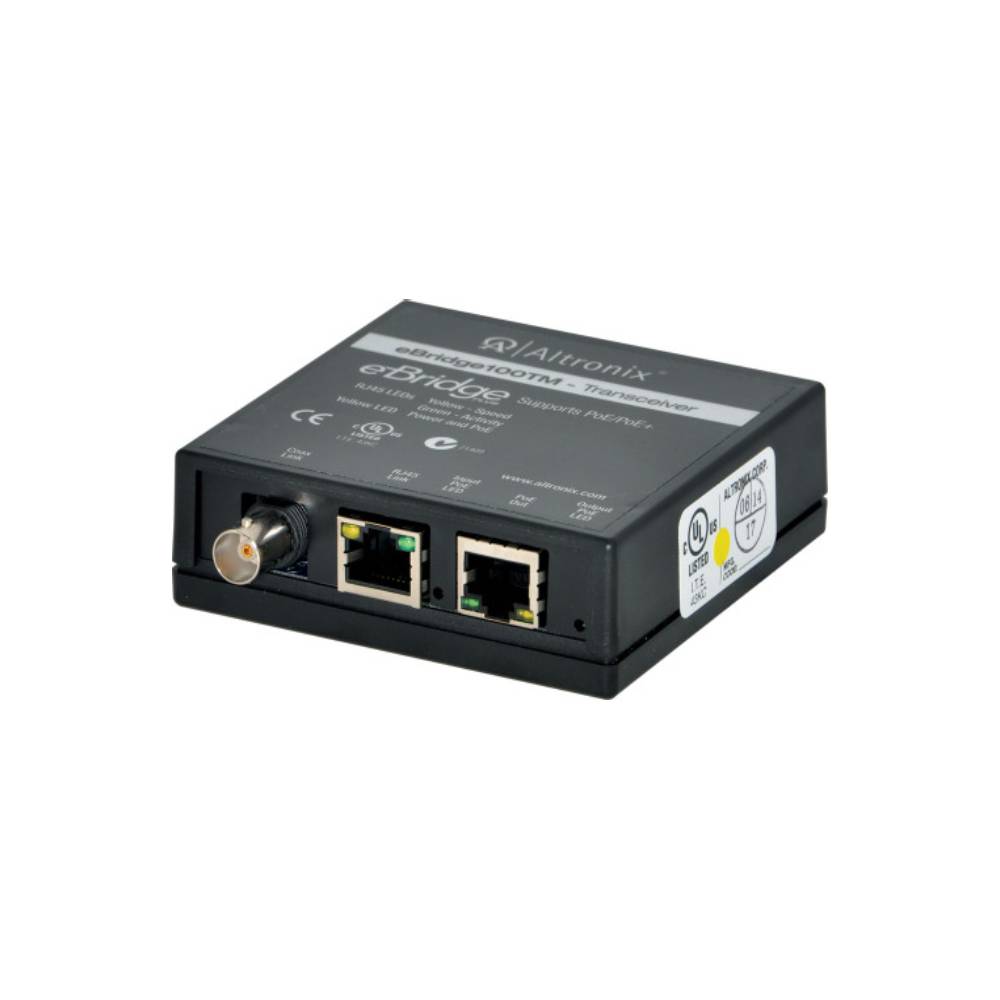 Altronix - EBRIDGE-100TM - IP and POE/POE+ Over Coax Hardened Transceiver For Extended Distances Operating Power Provided by PSE