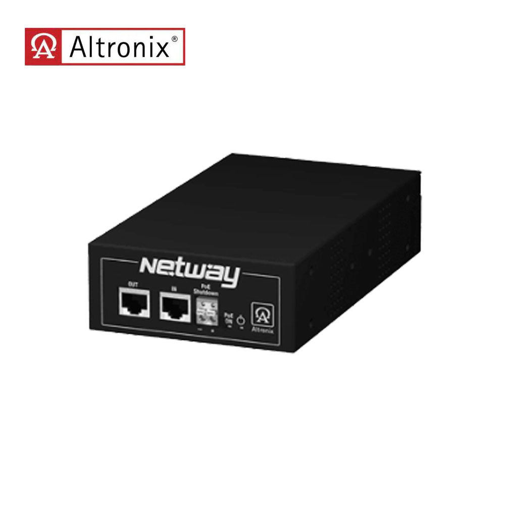 Altronix - NETWAY1EV - Hi-PoE Injector for Standard and Enhanced Power Network Infrastructure - Single Port - 230VAC at 0.8AInput with Short Circuit and Overload Protection