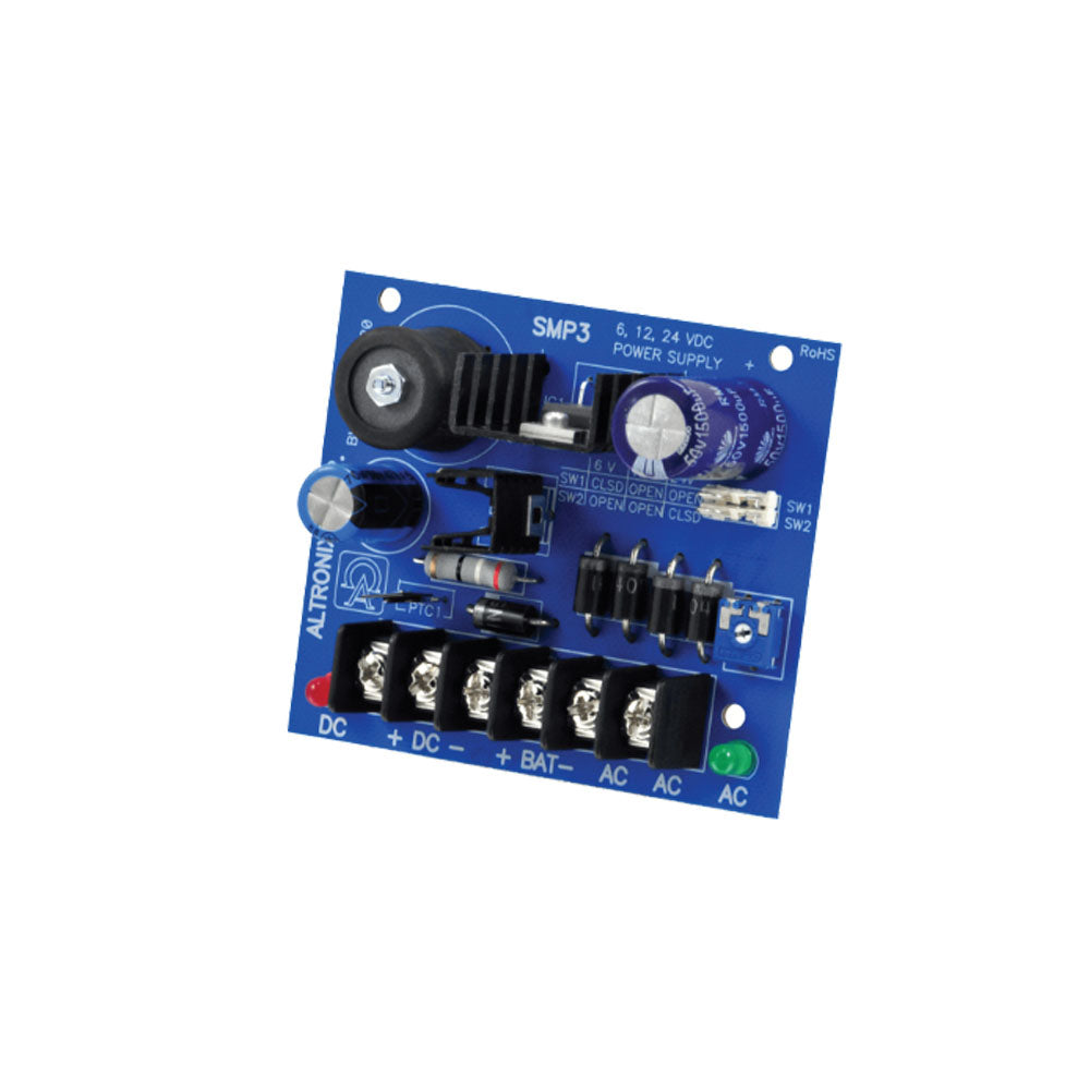 Altronix - SMP3 - Power Supply Board with 16VAC to 28VAC Input - 6 or 12 or 24VDC at 2.5A Output