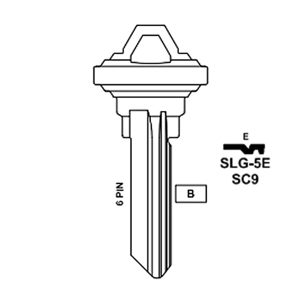 JMA SLG-5E Key Blank For Schlage E Keyway SC9 - Nickel Plated Finish