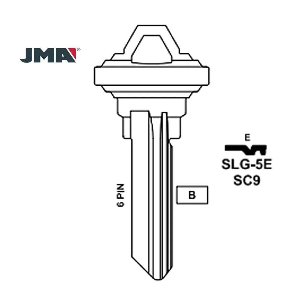 JMA SLG-5E Key Blank For Schlage E Keyway SC9 - Nickel Plated Finish