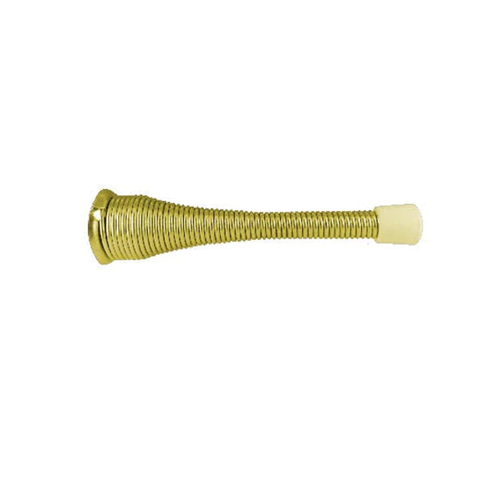 Don-Jo - 1510-605 - Spring Base Stop with Spring Steel 1 Base and 3-3-3/4 Projection - 605 (Bright Brass Finish)