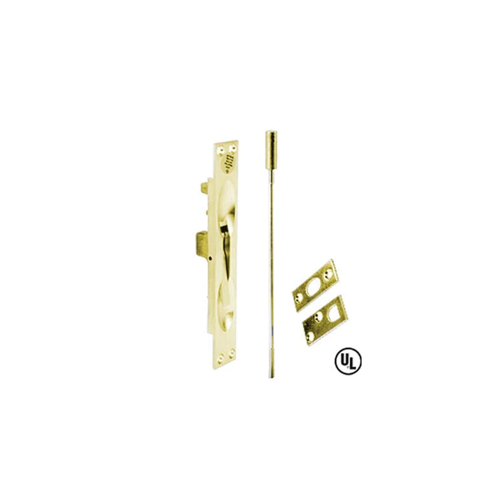 Don-Jo - 1555-605 - Manual Flush Bolt for Metal Door with 12" Rod Length - 1" Width - 6-3/4" Faceplate - ANSI A156.16 and Fits Standard ANSI Prep for Metal Doors - 605 (Bright Brass Finish)