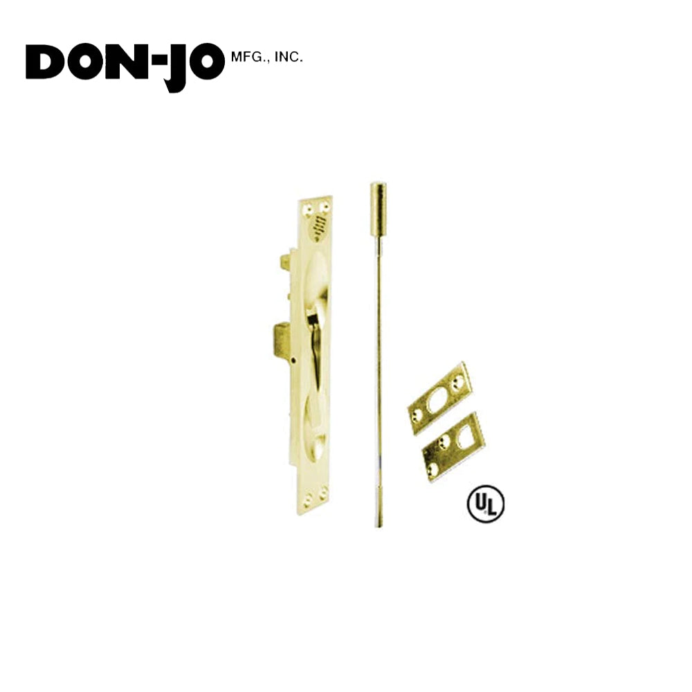 Don-Jo - 1555-605 - Manual Flush Bolt for Metal Door with 12" Rod Length - 1" Width - 6-3/4" Faceplate - ANSI A156.16 and Fits Standard ANSI Prep for Metal Doors - 605 (Bright Brass Finish)