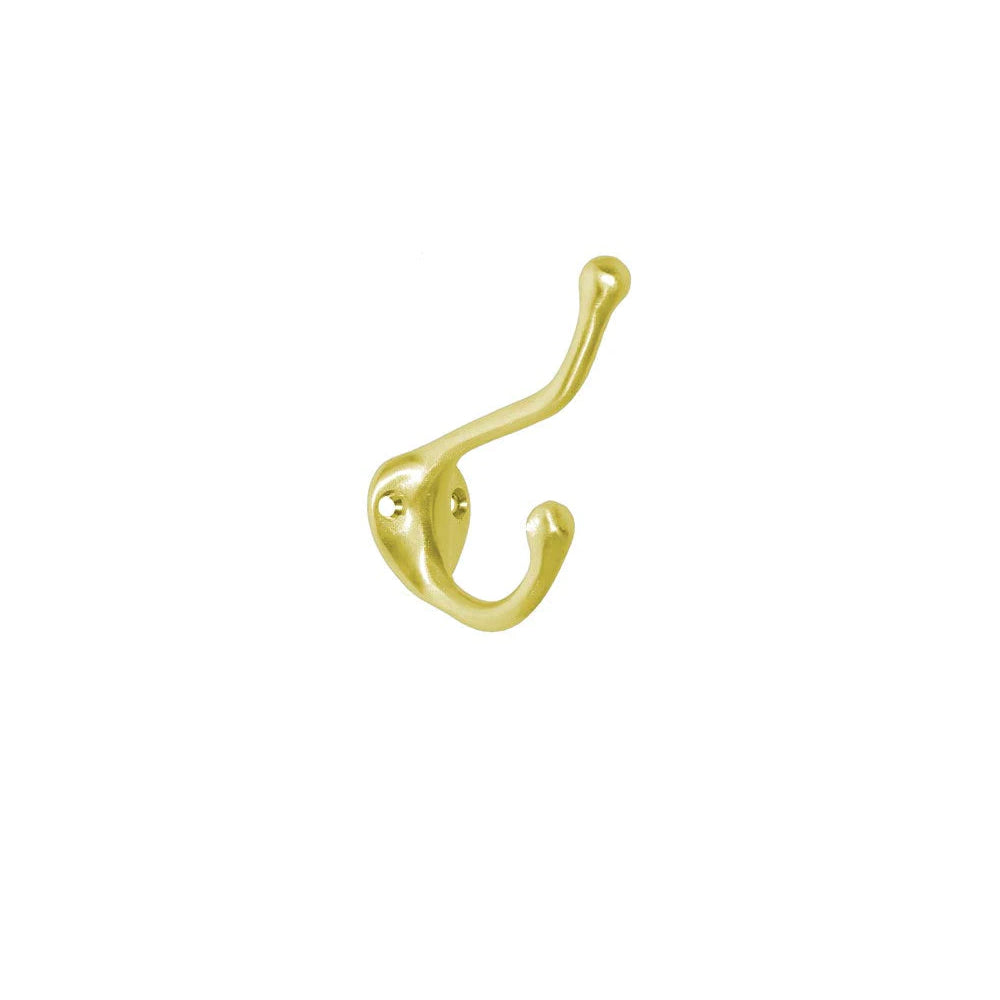 Don-Jo - 300-605 - Coat Hook Double Hook (Side by Side) - 605 (Bright Brass Finish)