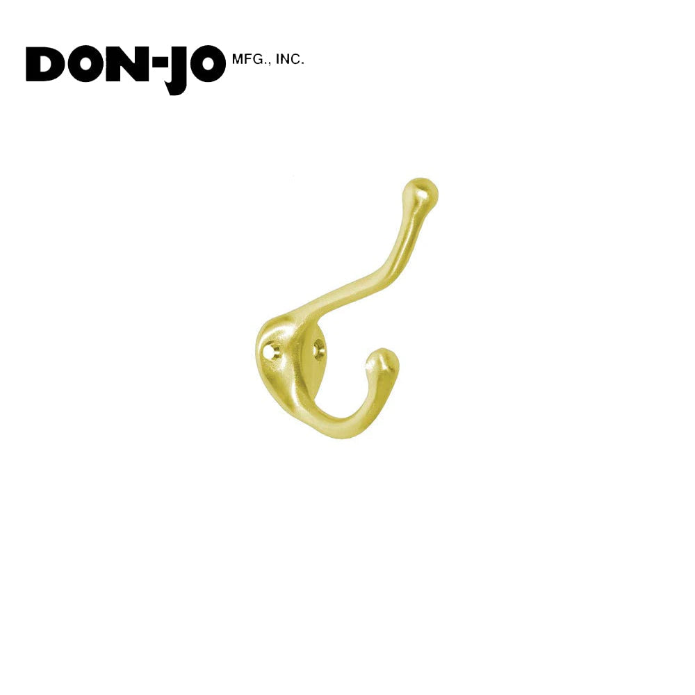 Don-Jo - 300-605 - Coat Hook Double Hook (Side by Side) - 605 (Bright Brass Finish)