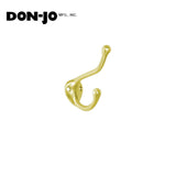 Don-Jo - 300-605 - Coat Hook Double Hook (Side by Side) - 605 (Bright Brass Finish)