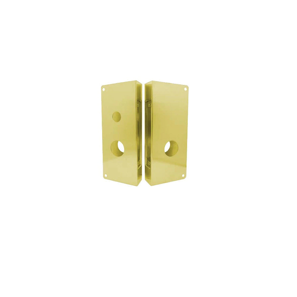 Don-Jo - 4020-LH-PB-CW - Wrap Around Plate 22 Gauge Steel 12 Height and 5-1/8 Width with 2-3/4 Backset - PB ((Bright Brass Finish-605)