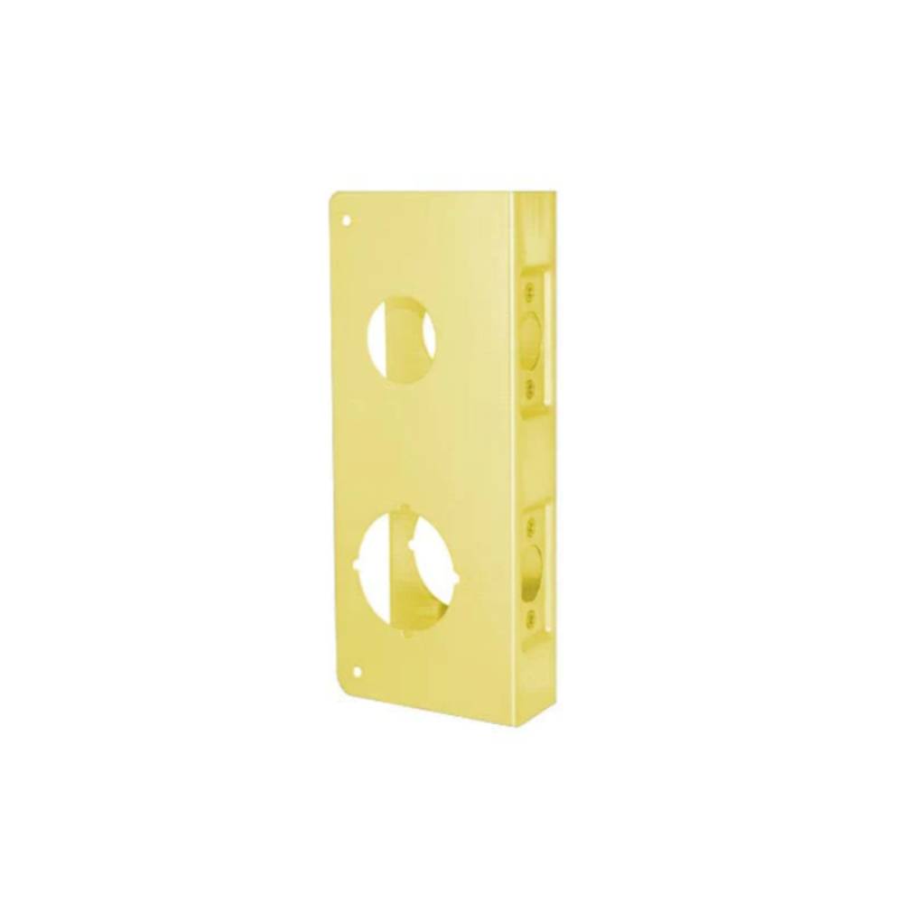 Don-Jo - 484-AB-CW - Wrap Around Plate for Double Locks 22 Gauge Steel 9 Height and 4-1/4 Width with 2-3/4 Backset - AB (Satin Brass Finish-609)