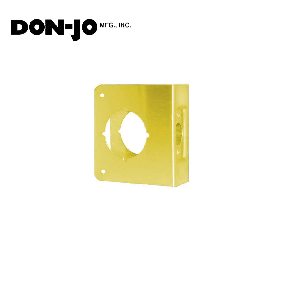 Don-Jo - 61-AB-CW - Wrap Around Plate 22 Gauge Steel 4 Width and 4-1/2 Height with 2-1/8 Hole for Cylindrical Lock - 2-3/8 Backset - AB (Satin Brass Finish-609)