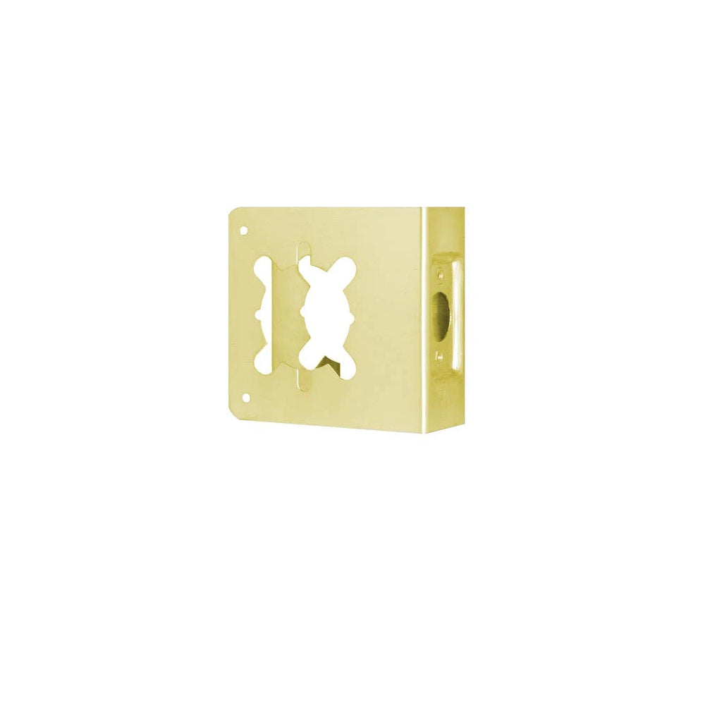 Don-Jo - 81-PB-2-CW - Wrap Around Plate 22 Gauge Steel 4-3/4Width and 9 Height with 2-1/8 Hole for Cylindrical Lever Lock - 2-3/4 Backset - PB (Bright Brass Finish-605)