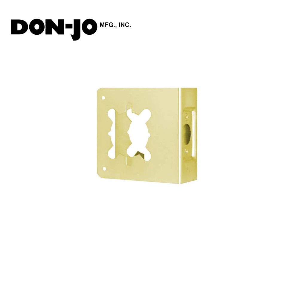 Don-Jo - 81-PB-2-CW - Wrap Around Plate 22 Gauge Steel 4-3/4Width and 9 Height with 2-1/8 Hole for Cylindrical Lever Lock - 2-3/4 Backset - PB (Bright Brass Finish-605)