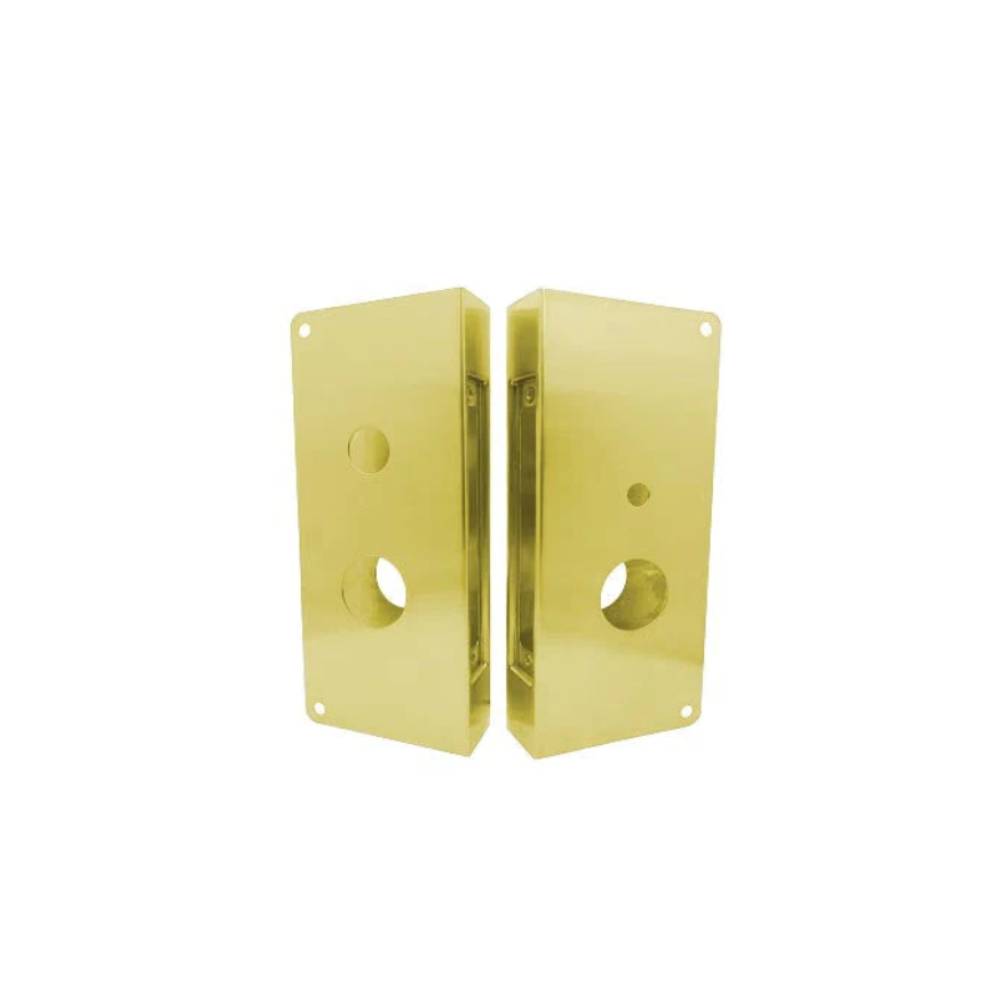 Don-Jo - 9050-LH-PB-CW - Wrap Around Plate 22 Gauge Steel 12 Height and 5-1/8 Width with 2-3/4 Backset - PB (Bright Brass Finish-605)