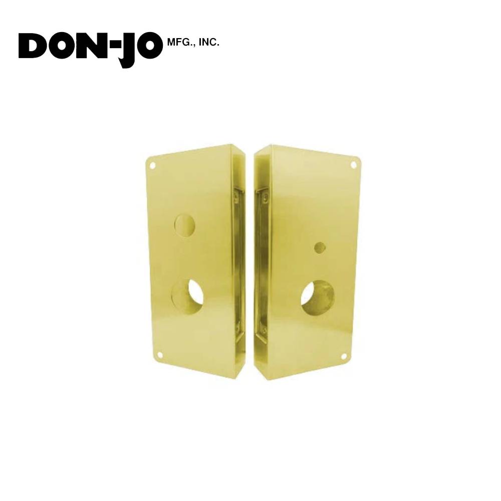 Don-Jo - 9050-LH-PB-CW - Wrap Around Plate 22 Gauge Steel 12 Height and 5-1/8 Width with 2-3/4 Backset - PB (Bright Brass Finish-605)