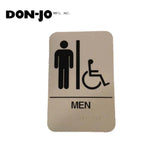 Don-Jo - HS-9050-01 - A.D.A. Sign for Men/Handicap Rectangle 6 Width and 9 Length Raised Lettering - White on Tan