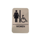 Don-Jo - HS-9050-05 - A.D.A. Sign for Women/Handicap Rectangle 6 Width and 9 Length Raised Lettering - White on Tan