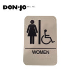 Don-Jo - HS-9050-05 - A.D.A. Sign for Women/Handicap Rectangle 6 Width and 9 Length Raised Lettering - White on Tan