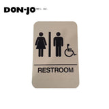 Don-Jo - HS-9050-32 - A.D.A. Sign for Women/Men/Handicap/Restroom Rectangle 6 Width and 9 Length Raised Lettering - White on Tan